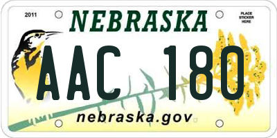 NE license plate AAC180