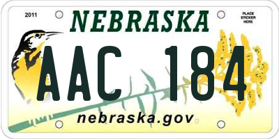 NE license plate AAC184