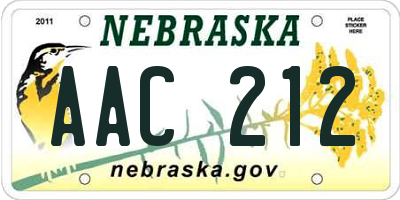 NE license plate AAC212