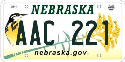 NE license plate AAC221
