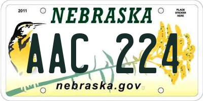 NE license plate AAC224