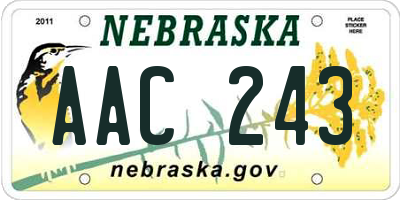 NE license plate AAC243