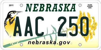 NE license plate AAC250
