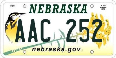 NE license plate AAC252