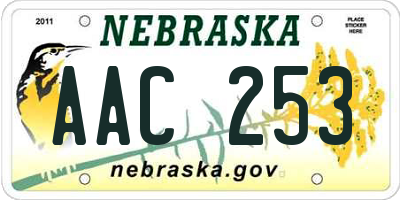 NE license plate AAC253