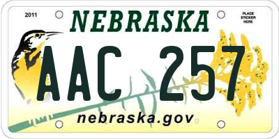 NE license plate AAC257