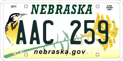 NE license plate AAC259