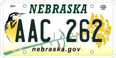 NE license plate AAC262