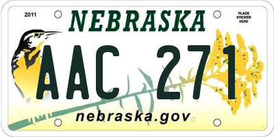 NE license plate AAC271
