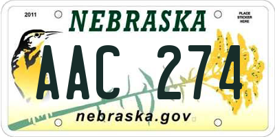 NE license plate AAC274