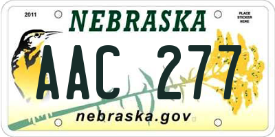 NE license plate AAC277