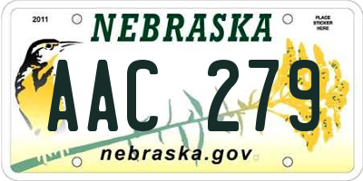 NE license plate AAC279