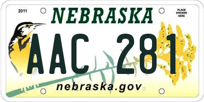 NE license plate AAC281