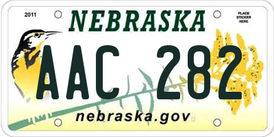 NE license plate AAC282