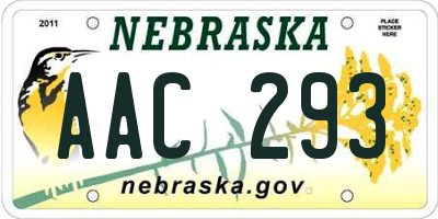 NE license plate AAC293