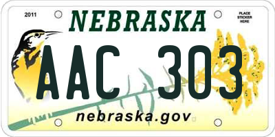 NE license plate AAC303