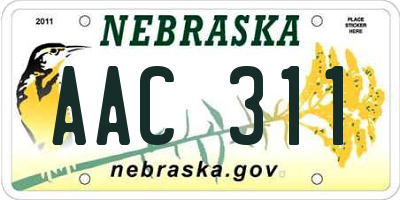 NE license plate AAC311
