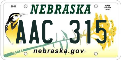 NE license plate AAC315