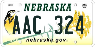 NE license plate AAC324