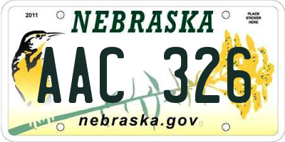 NE license plate AAC326