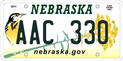 NE license plate AAC330