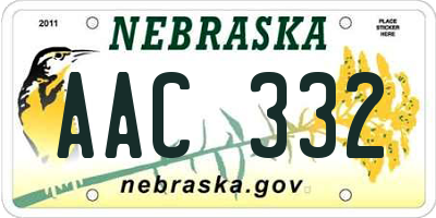 NE license plate AAC332