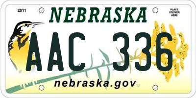 NE license plate AAC336