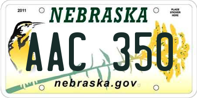NE license plate AAC350