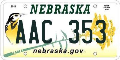 NE license plate AAC353