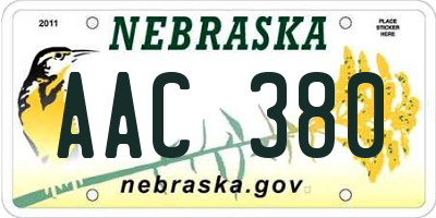 NE license plate AAC380