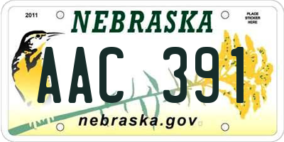 NE license plate AAC391