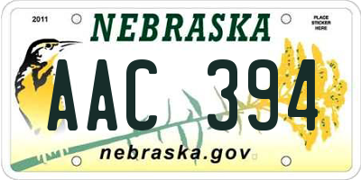 NE license plate AAC394