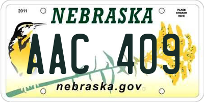 NE license plate AAC409