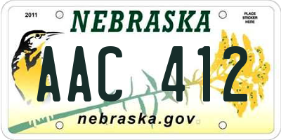 NE license plate AAC412