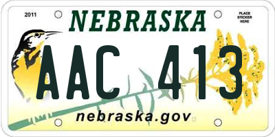 NE license plate AAC413