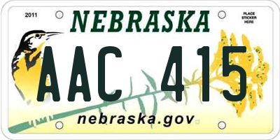 NE license plate AAC415