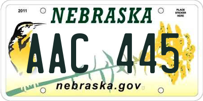 NE license plate AAC445