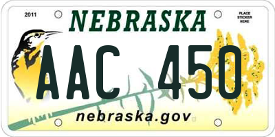 NE license plate AAC450