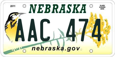 NE license plate AAC474