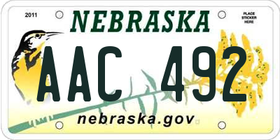 NE license plate AAC492