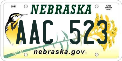NE license plate AAC523