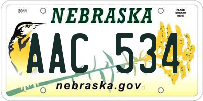 NE license plate AAC534