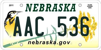 NE license plate AAC536