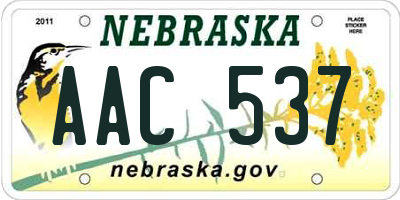 NE license plate AAC537