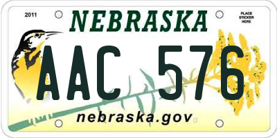 NE license plate AAC576