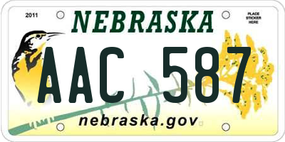NE license plate AAC587