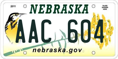 NE license plate AAC604