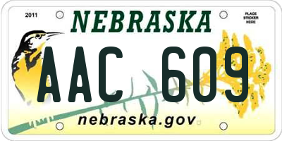NE license plate AAC609