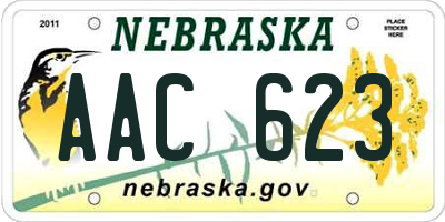 NE license plate AAC623