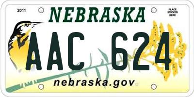 NE license plate AAC624